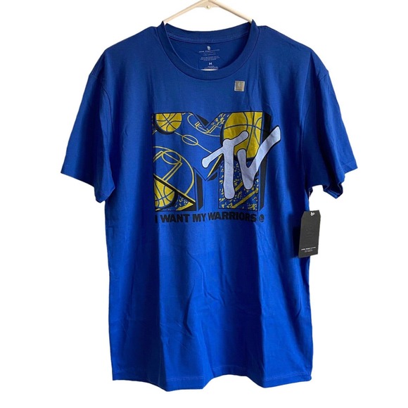 NBA Golden State Warriors Junk Food Clothing Mens Blue Medium Graphic Shirt NWT - Picture 1 of 4